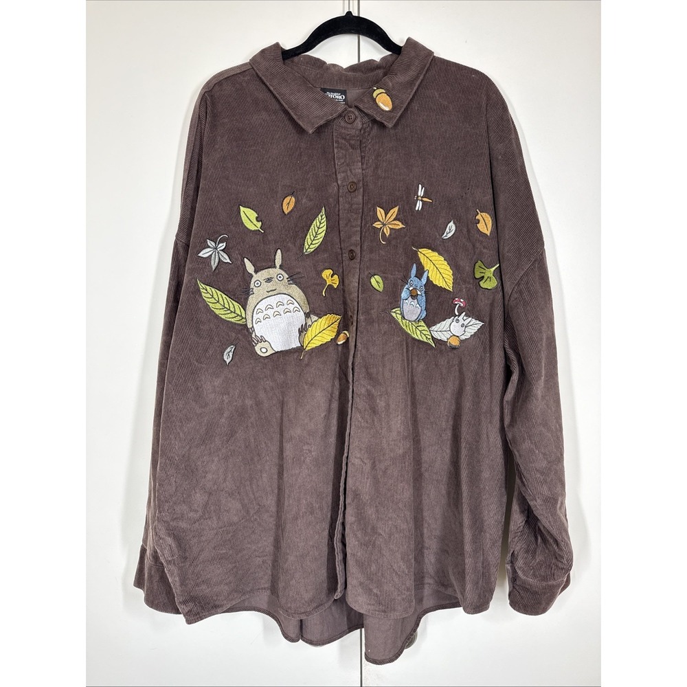Totoro Shirt Shacket Corduroy Womens Sz 4XL Embroidered My Neighbor Her Universe